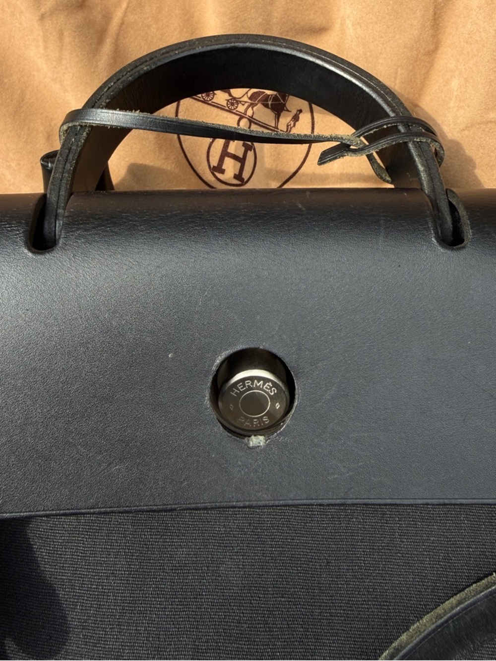 Hermès Herbag Backpack Black Toile Vache Hunter Palladium Full Set VTG Full Set - Picture 8 of 15